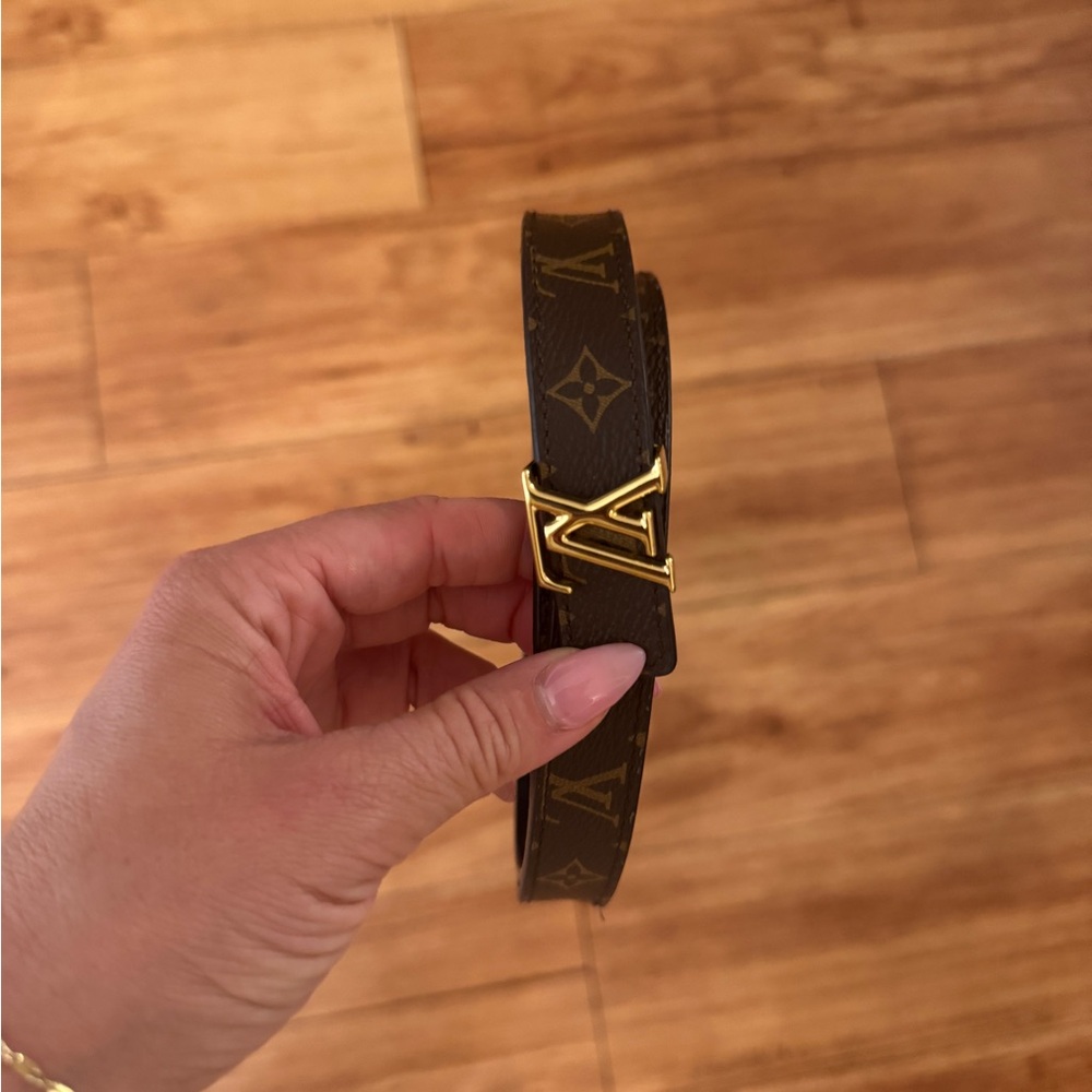Louis Vuitton Brown Monogram Belt with Gold Buckle